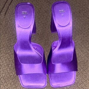 Zara Women's Vibrant Purple Satin Heels 8.5/9